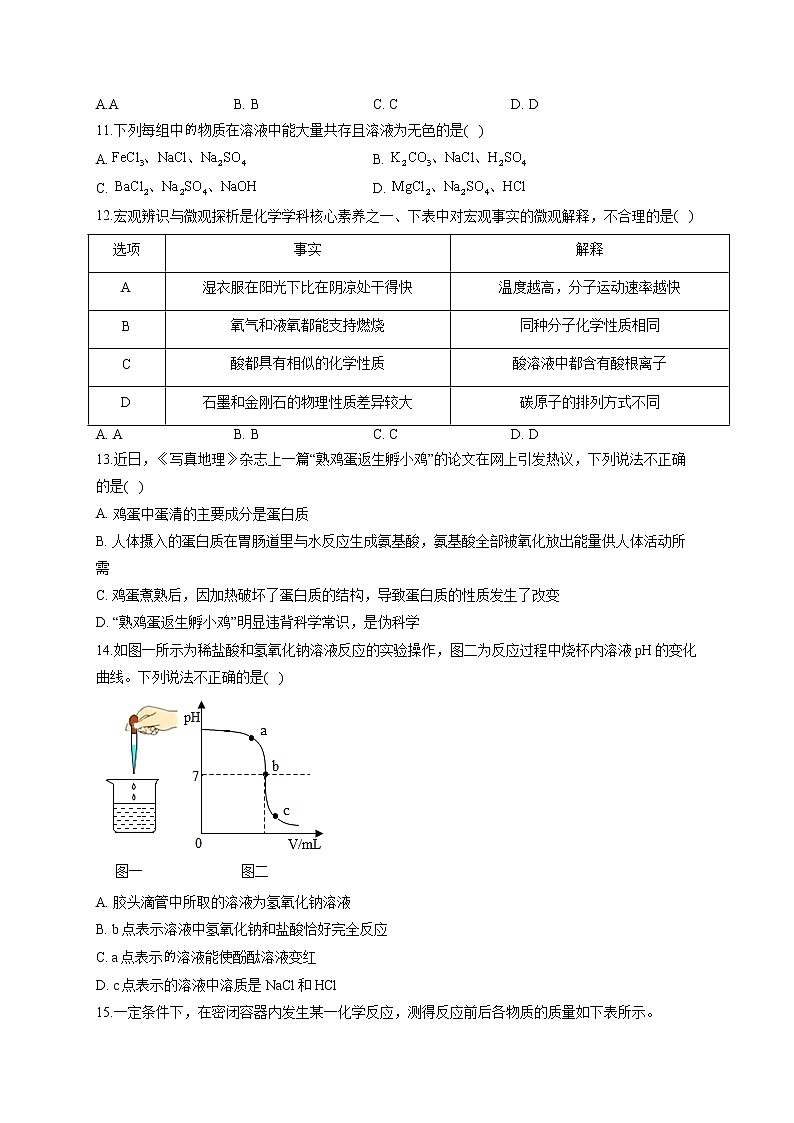 湖南省常德市2021届中考化学试卷03
