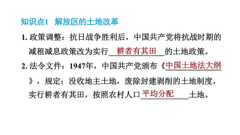 人教版八年级上册历史习题课件 第7单元 第24课　人民解放战争的胜利02