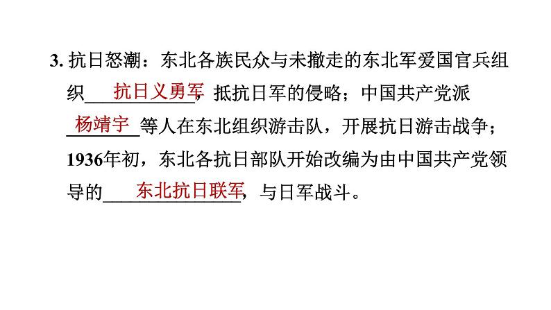 人教版八年级上册历史习题课件 第6单元 第18课　从九一八事变到西安事变05