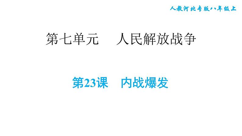 人教版八年级上册历史习题课件 第7单元 第23课　内战爆发第1页