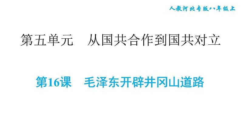 人教版八年级上册历史习题课件 第5单元 第16课　毛泽东开辟井冈山道路01