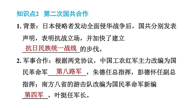 人教版八年级上册历史习题课件 第6单元 第19课　七七事变与全民族抗战第4页