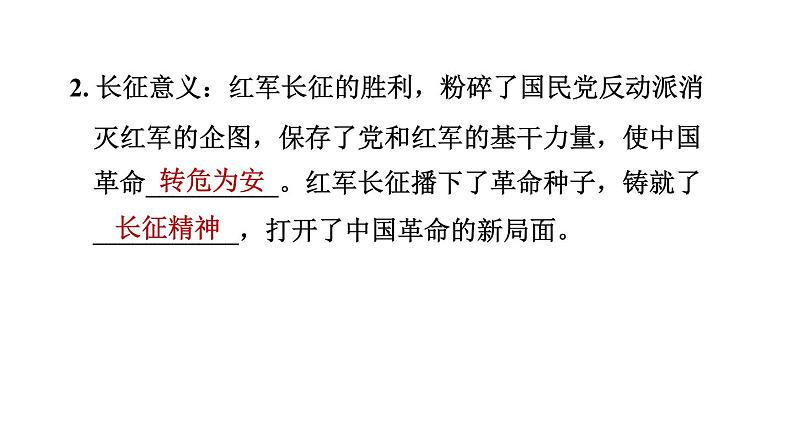 人教版八年级上册历史习题课件 第5单元 第17课　中国工农红军长征第7页