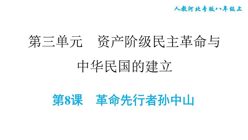 人教版八年级上册历史习题课件 第3单元 第8课　革命先行者孙中山第1页