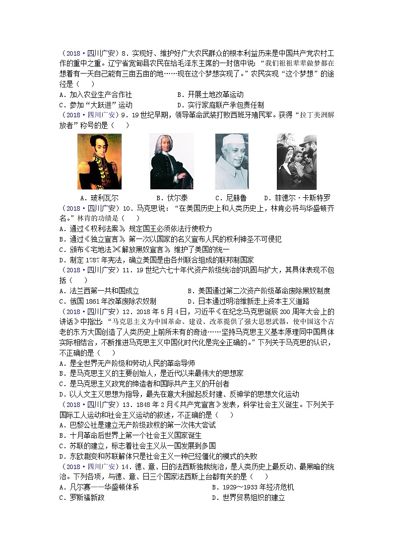 2018年四川省广安市中考历史试题02