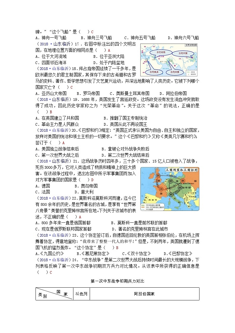 2018年山东省临沂市中考历史试题03
