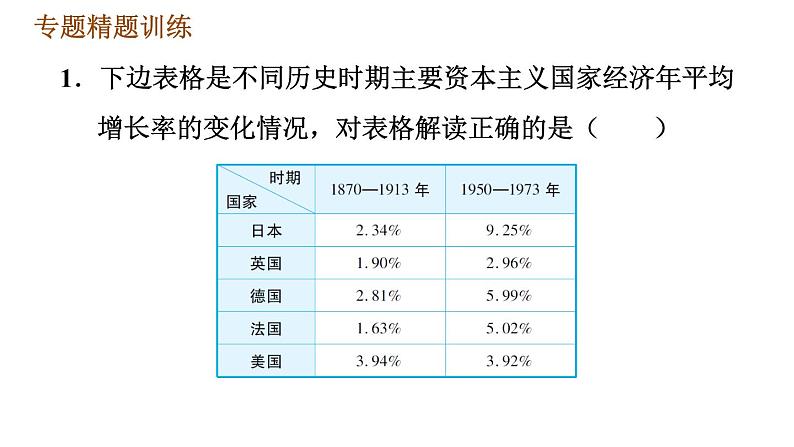 人教版（河北专版）九年级下册历史课件 专题训练 专题四　碰撞发展的世界经济04