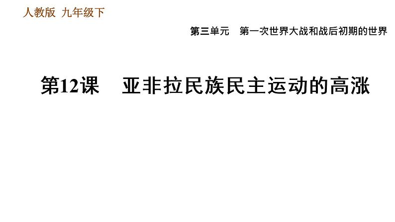 人教版（河北专版）九年级下册历史课件 第3单元 第12课 亚非拉民族民主运动的高涨第1页