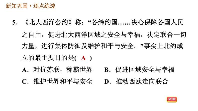 人教版九年级下册历史 第5单元 习题课件07