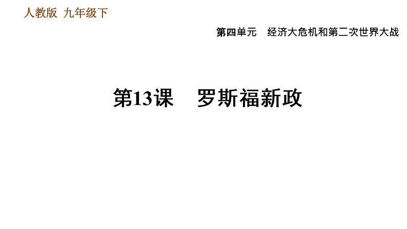 人教版九年级下册历史课件 第4单元 第13课 罗斯福新政第1页