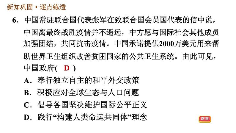 人教版九年级下册历史 第6单元 习题课件08