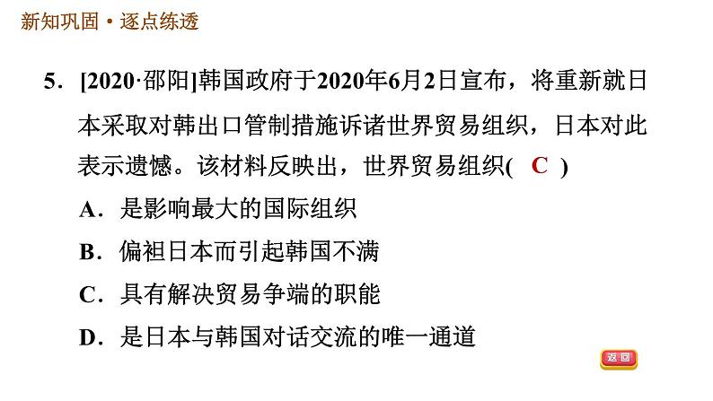 人教版九年级下册历史 第6单元 习题课件07