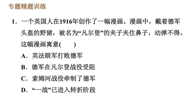 人教版九年级下册历史课件 专题训练 专题一　两次世界大战04