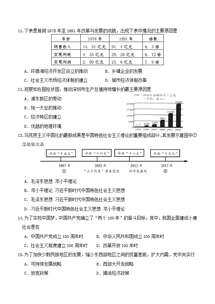 北京市延庆区2020-2021学年八年级下学期期末考试历史试题（word版 含答案）第3页