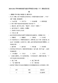 2020-2021学年河南省驻马店市平舆县七年级（下）期末历史试卷  word版，含解析