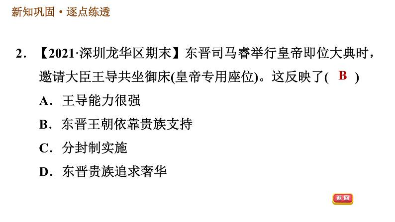 人教版七年级上册历史习题课件 第4单元 第18课　东晋南朝时期江南地区的开发05