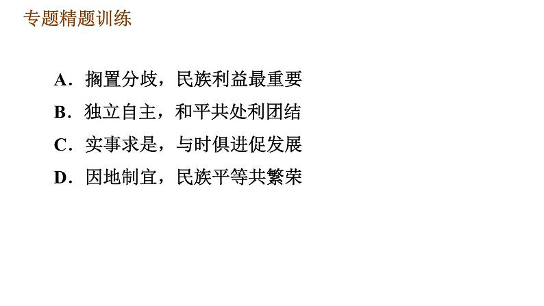 人教版八年级下册历史习题课件 期末提升 专题训练 专题三　中华人民共和国的民族团结、祖国统一和外交事业07