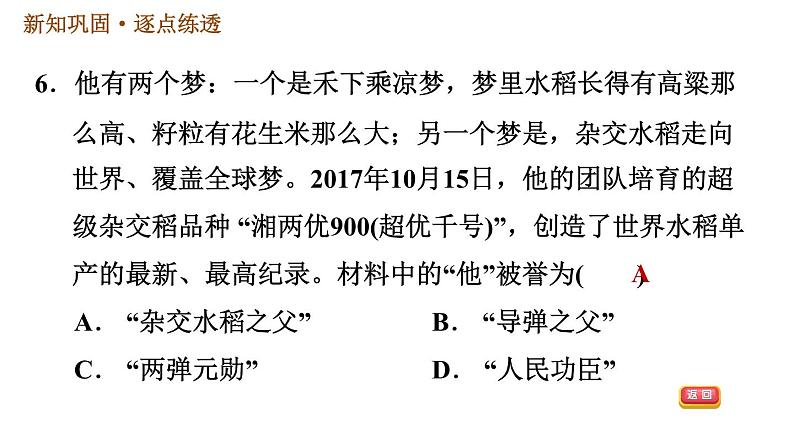 人教版八年级下册历史习题课件 第六单元 第18课 科技文化成就第8页