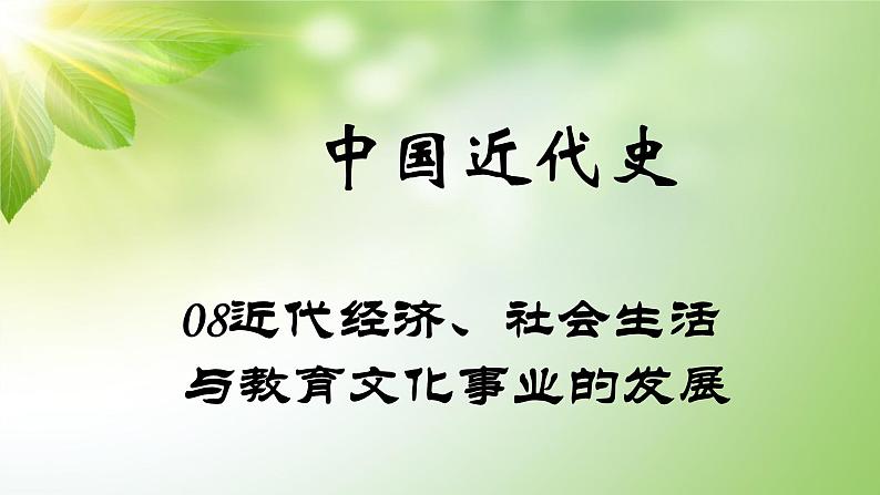 中考历史中国近代史专题之08近代经济、社会生活与教育文化事业的发展01