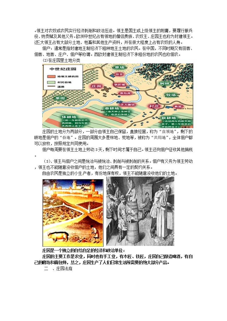 部编人教版 九年级历史 上册 第8课  西欧庄园 教案02
