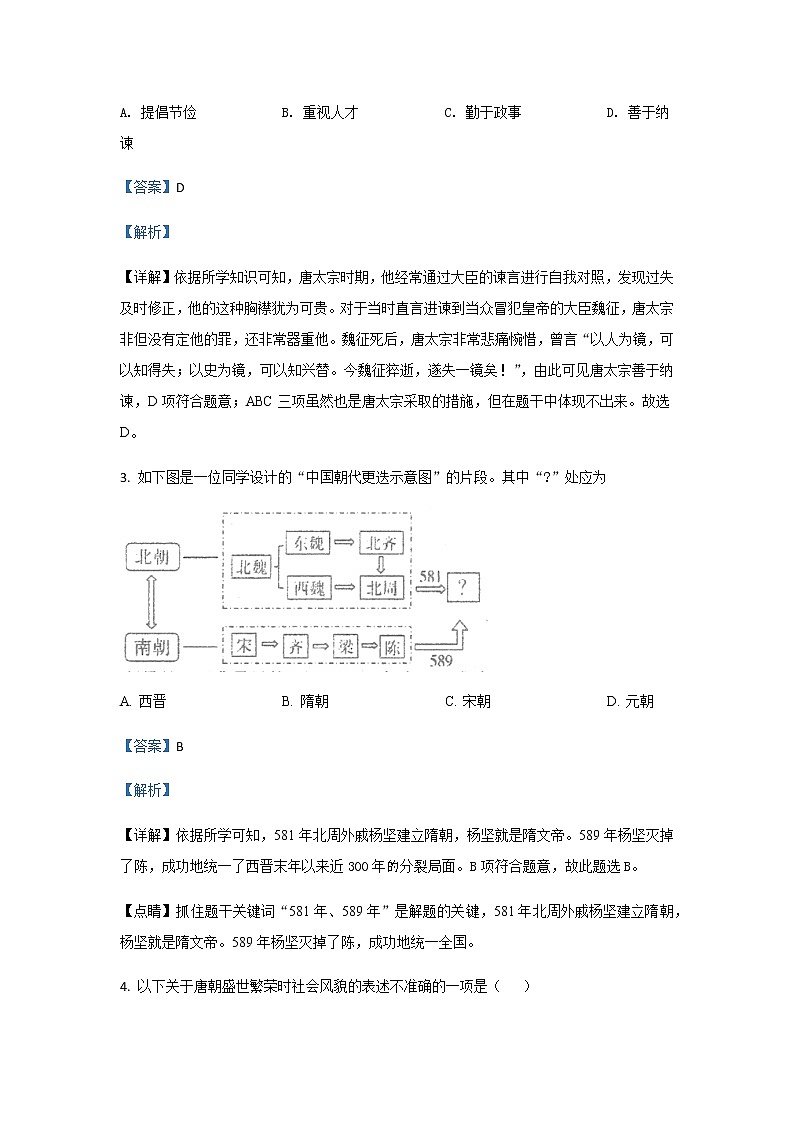2020-2021学年北京市平谷区峪口中学七下第一次月考历史试卷第2页