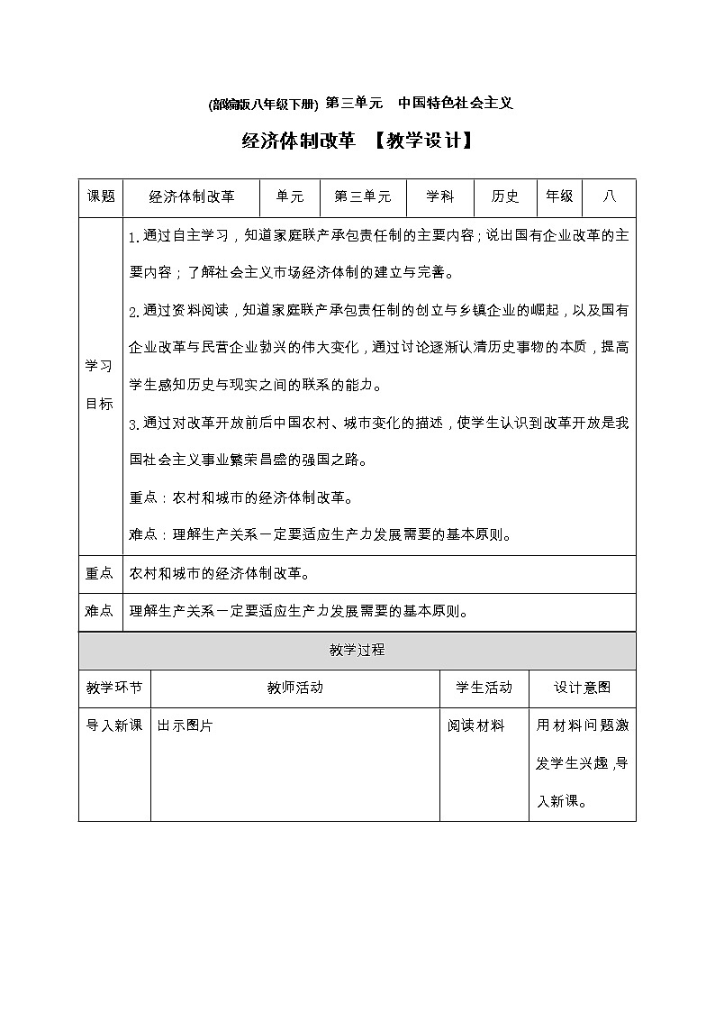第8课  经济体制改革(课件)  八年级历史下册 课件+教学设计+测试（部编版）01