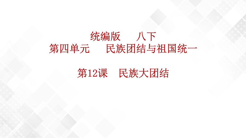 第12课  民族大团结  八年级历史下册 课件+教学设计+测试（部编版）01