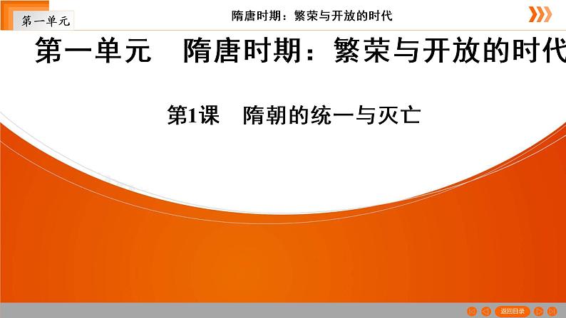 人教部编版七年级历史下册第1课　隋朝的统一与灭亡  复习课件（53张PPT）课件第1页