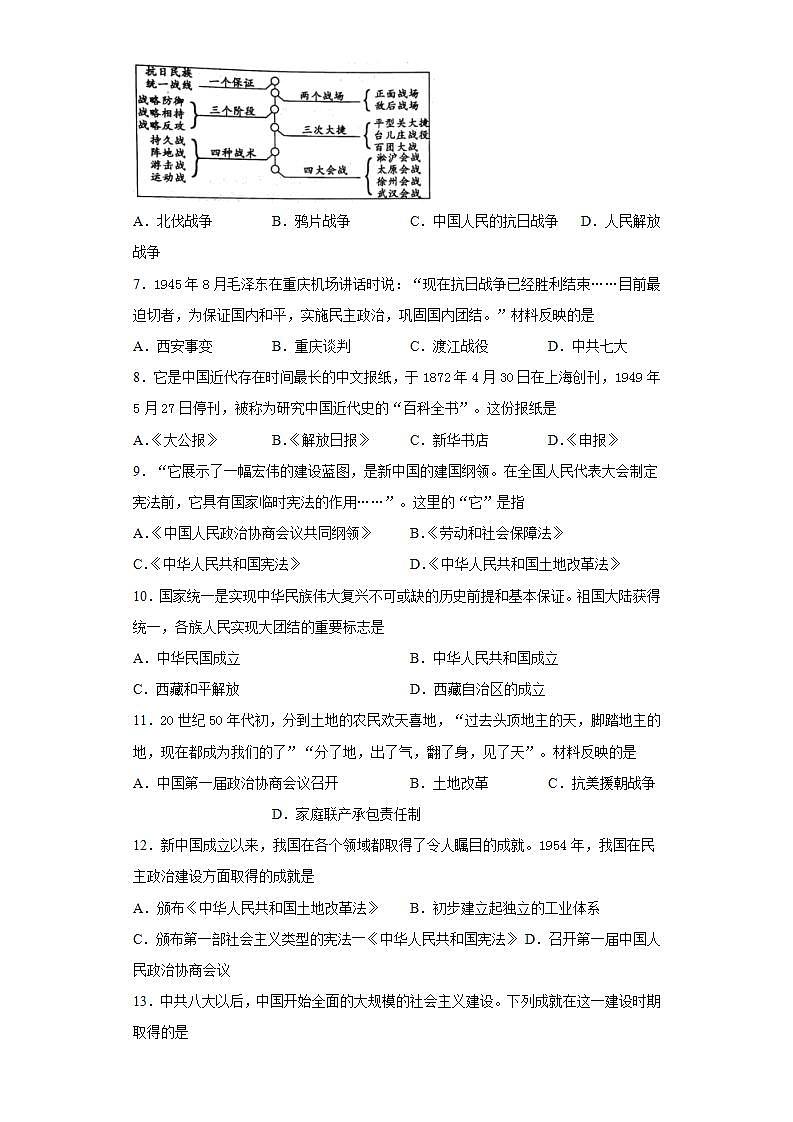 云南省临沧市耿马自治县2020-2021学年八年级下学期期末历史试题(word版含答案)第2页