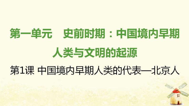 七年级历史上册第一单元史前时期 中国境内早期人类与文明的起源第1课中国境内早期人类的代表__北京人提优训练课件2新人教版01