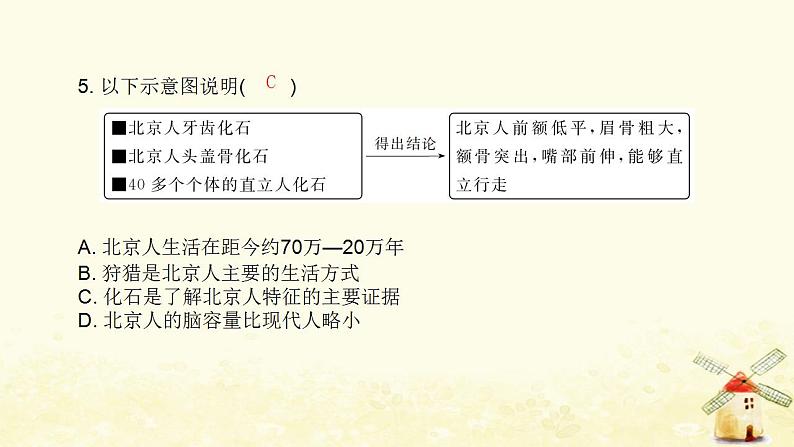 七年级历史上册第一单元史前时期 中国境内早期人类与文明的起源第1课中国境内早期人类的代表__北京人课时训练课件新人教版06