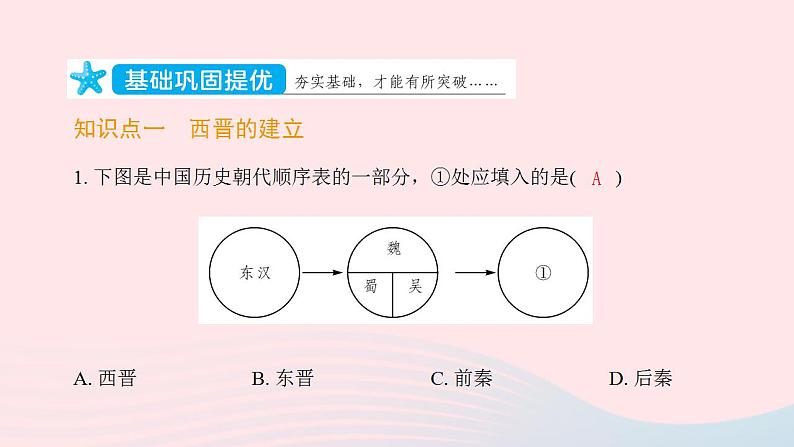 七年级历史上册第四单元三国两晋南北朝时期 政权分立与民族交融第17课西晋的短暂统一和北方各族的内迁提优训练课件2新人教版02