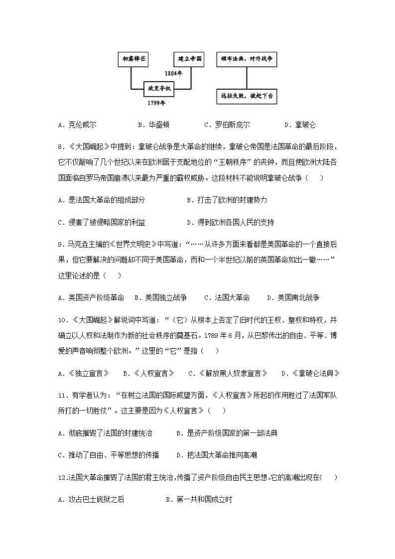 九年级历史上册第六单元资本主义制度的初步确立第19课法国大革命和拿破仑帝国同步练习新人教版02