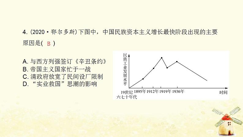 秋学期八年级历史上册第八单元近代经济社会生活与教育文化事业的发展中考真题演练课件新人教版05