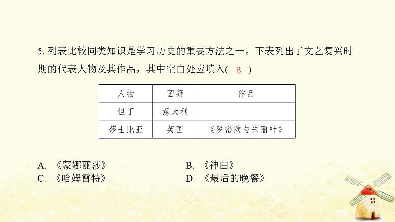 秋学期九年级历史上册第五单元走向近代第14课文艺复兴运动课件1新人教版第6页