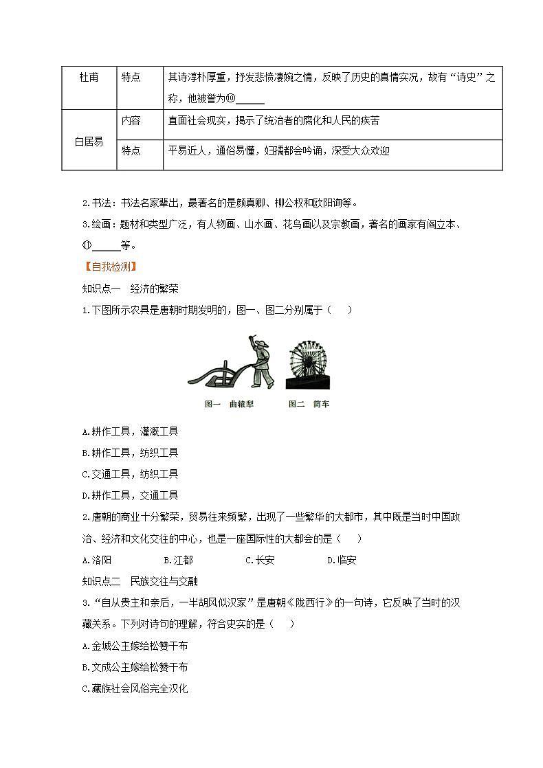 春学期七年级历史下册第一单元隋唐时期繁荣与开放的时代第3课盛唐气象预习作业新人教版第2页