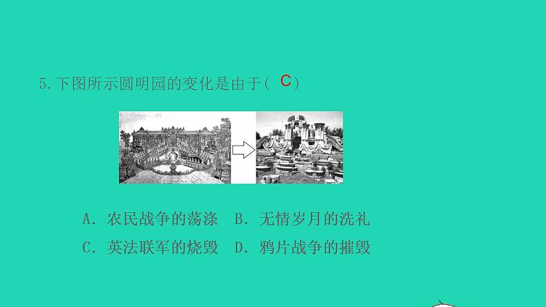 八年级历史上册第一单元中国开始沦为半殖民地半封建社会第2课第二次鸦片战争作业课件新人教版第7页