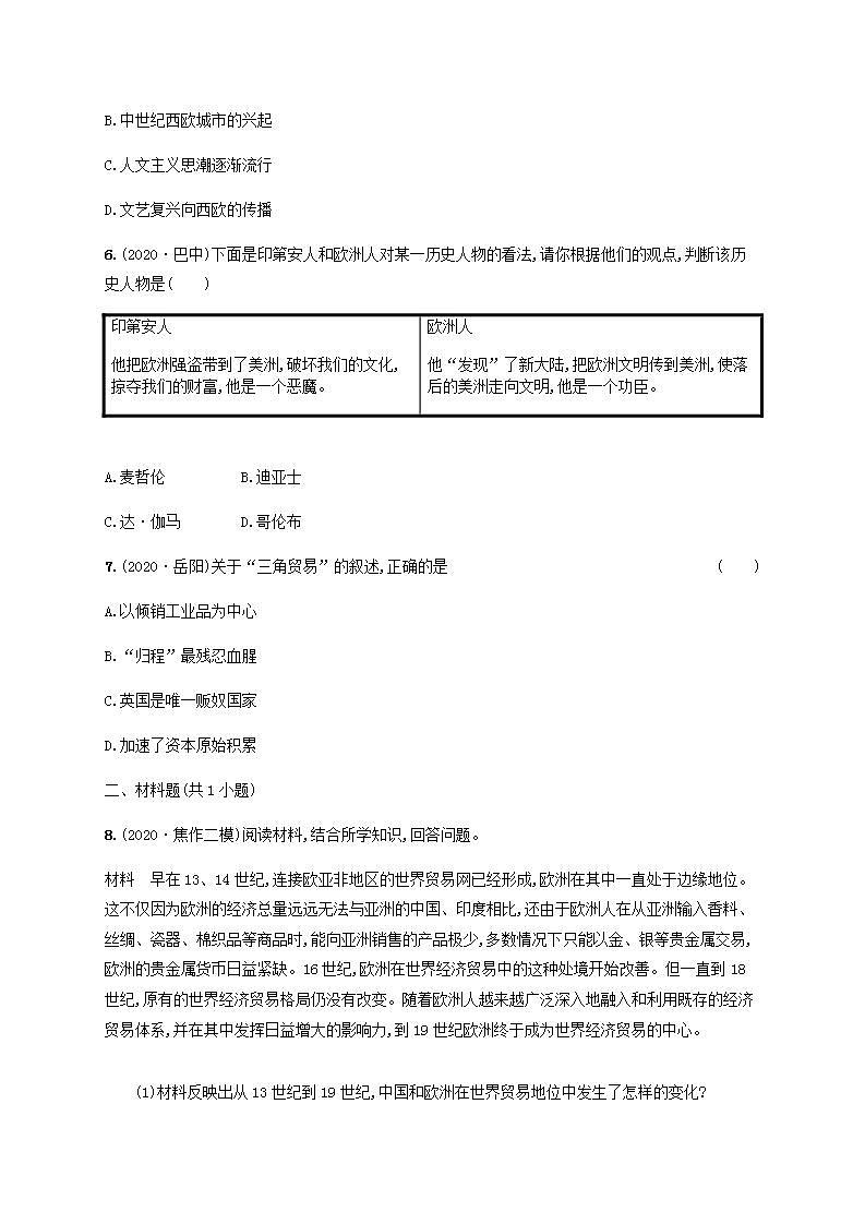 中考历史一轮复习考点强化练24走向近代02