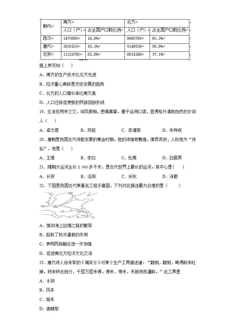 黑龙江省抚远市2020-2021学年七年级下学期期末复习历史试题(word版含答案)03