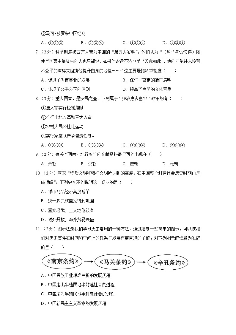 2020年山东省日照市中考历史模拟试卷（6月份）第2页