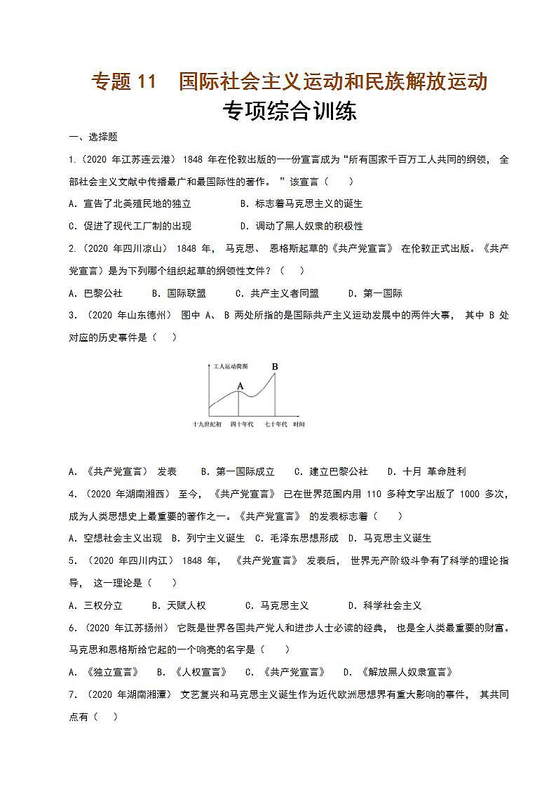 专题11  国际社会主义运动和民族解放运动  课件+练习（含解析卷）01