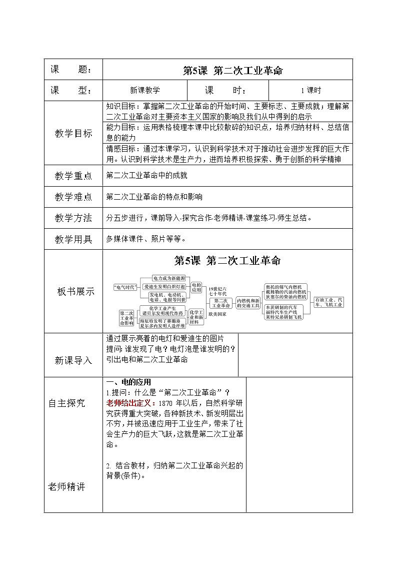 人教版九年级历史下册第二单元第5课《第二次工业革命》课件PPT（送教案+练习）01