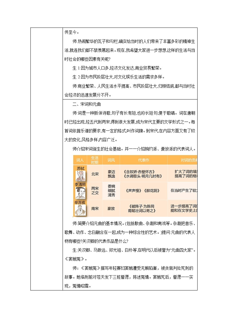 2021年部编版七年级下册《宋元时期的都市和文化》教学设计第3页