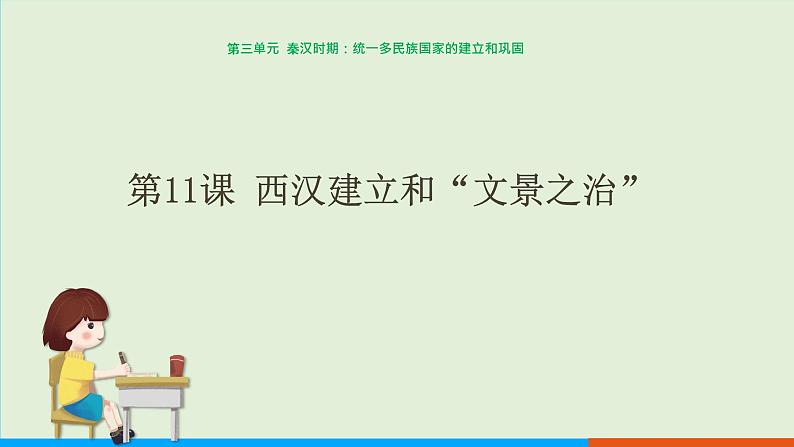 人教部编版历史七年级上册  11《西汉建立和“文景之治”》课件第1页