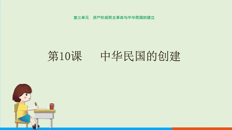 人教部编版历史八年级上册  10《中华民国的创建》课件第1页