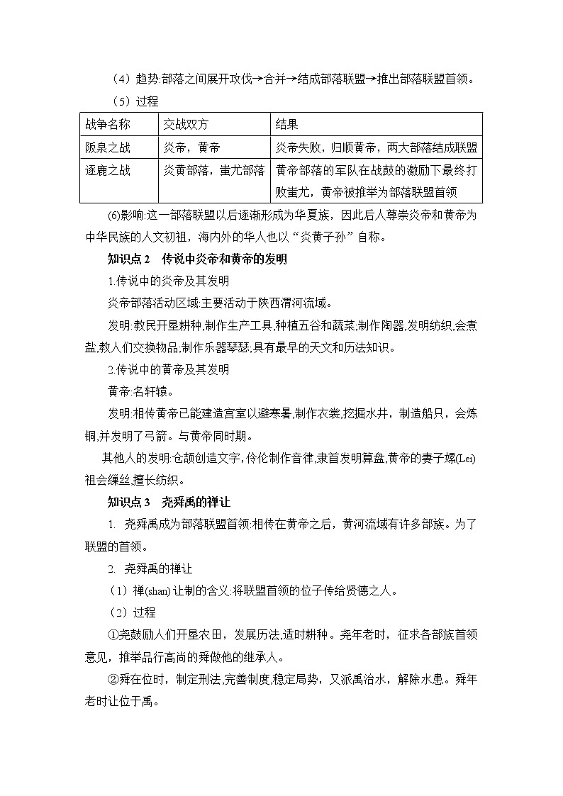 2021年初中历史人教部编版 七年级上册  第3课 远古的传说  教案第2页