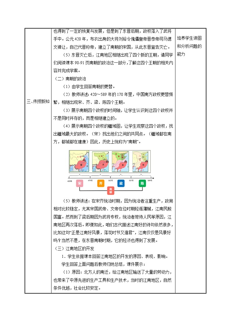 第18课东晋南朝时期江南地区的开发 教案 初中历史人教部编版 七年级上册（2021年）第2页
