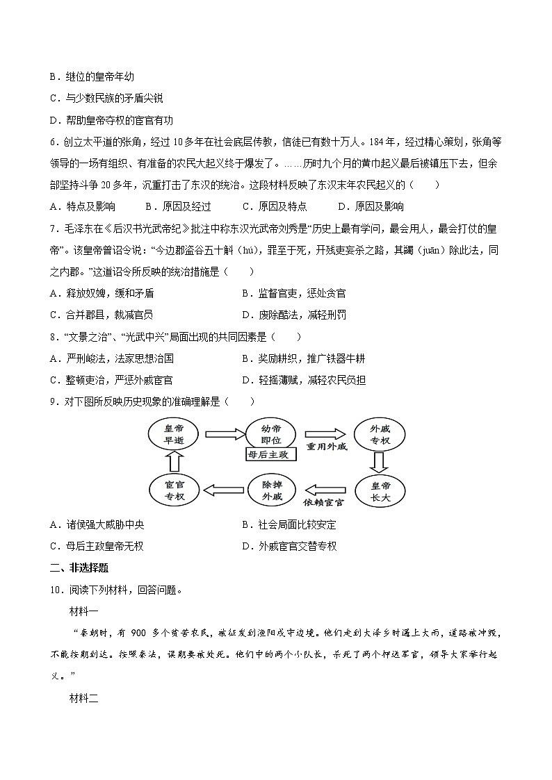 第13课 东汉的兴衰 课时作业 初中历史人教部编版七年级上册（2021年） 练习02