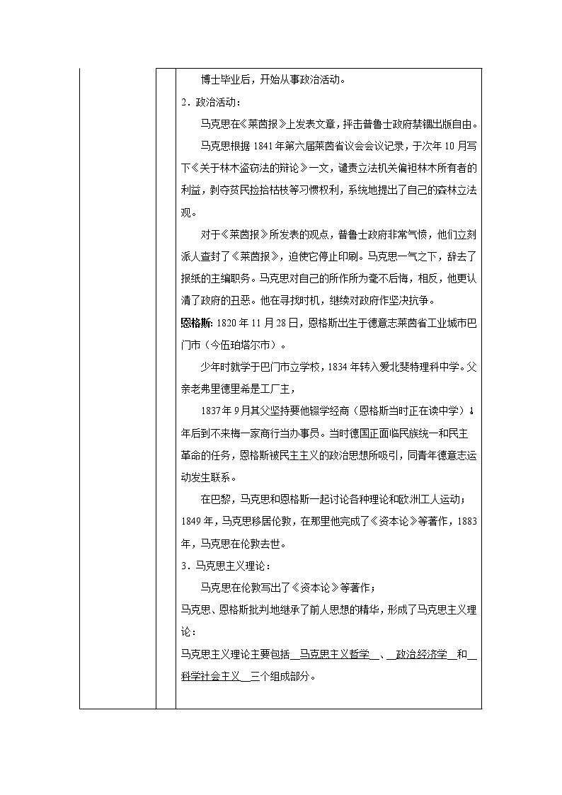 第21课 马克思主义的诞生和国际共产主义运动的兴起 教案 初中历史人教部编版九年级上册（2021年）02