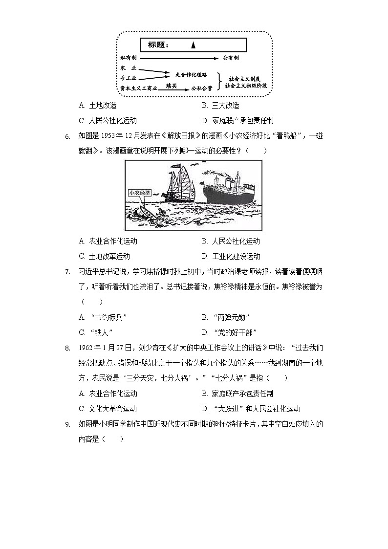 山东省菏泽市鄄城县2020-2021学年下学期八年级期末历史试卷（word版 含答案）第2页